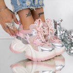 Γυναικεία αθλητικά παπούτσια με πλατφόρμα 3SJN56 Ροζ | Mei