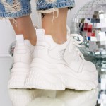Γυναικεία αθλητικά παπούτσια με πλατφόρμα 3SJN58 Λευκό | Mei
