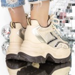 Γυναικεία αθλητικά παπούτσια με πλατφόρμα 3SJN60 Μπεζ | Mei